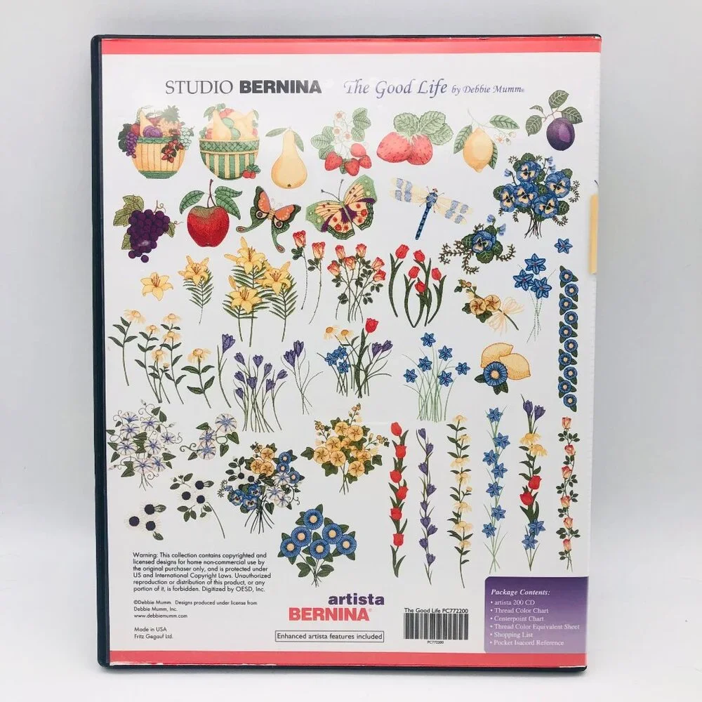 Bernina Studio Debbie Mumm The Good Life Embroidery Design Artista 200 CD #772